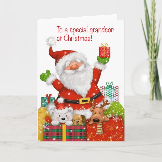 Merry Christmas to a Special Grandson Card (Front)