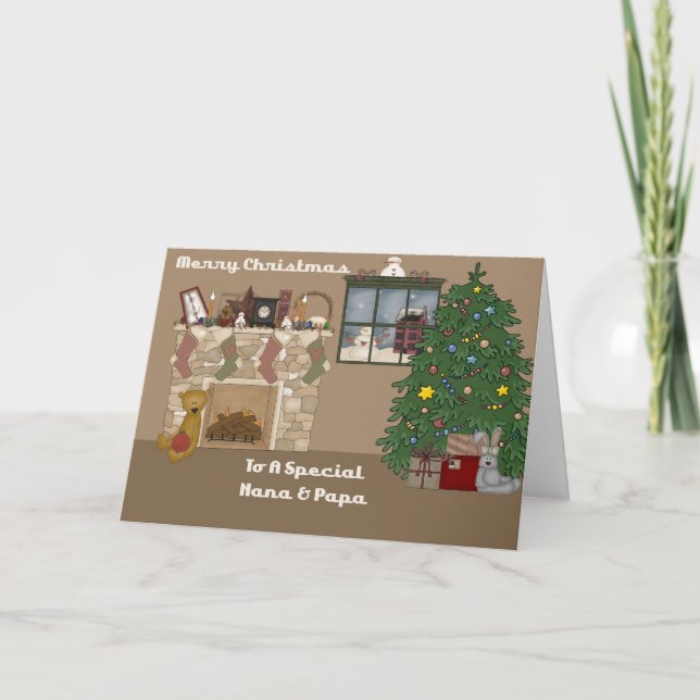 Merry Christmas To A Special Nana & Papa Holiday Card (Front)
