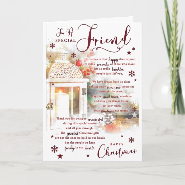 Merry Christmas to a Very Special Friend Christmas Card (Front)