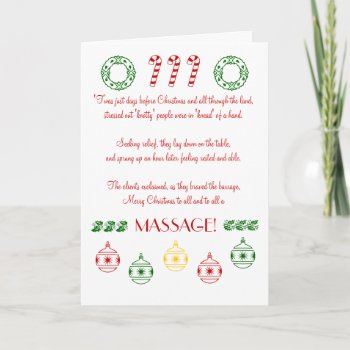 Merry Christmas To All And To All A Massage! Holiday Card by TigerLilyStudios at Zazzle