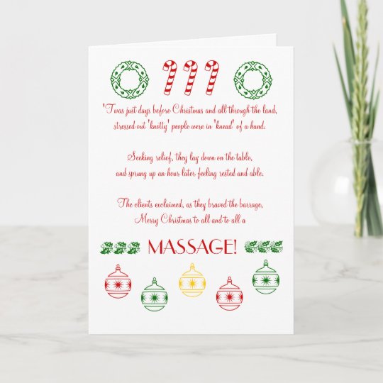 Merry Christmas to All and to All a MASSAGE! Holiday Card