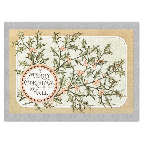 MERRY CHRISTMAS TO ALL ANTIQUE CHRISTMAS CARD TISSUE PAPER