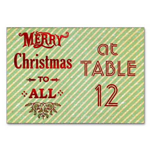 Merry Christmas to All Table Number