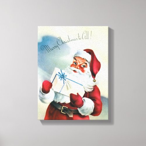 Merry Christmas to All Vintage Santa Claus  Canvas Print