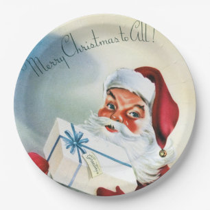 Merry Christmas to All (Vintage Santa Claus) Paper Plates