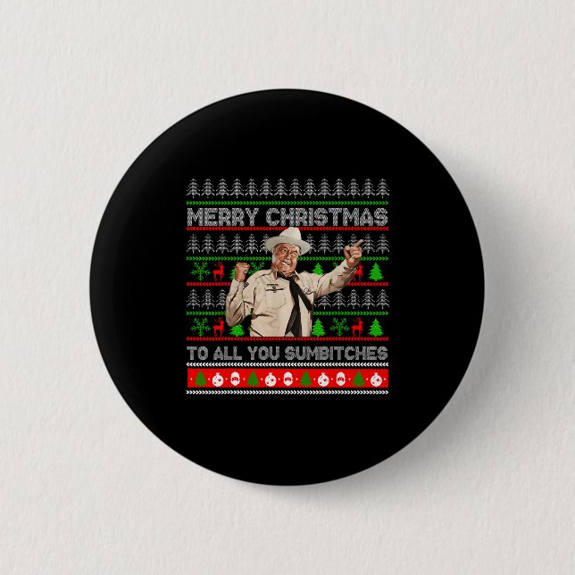 Merry Christmas To All You Sumes Ugly Sweater Retr Button (Front)