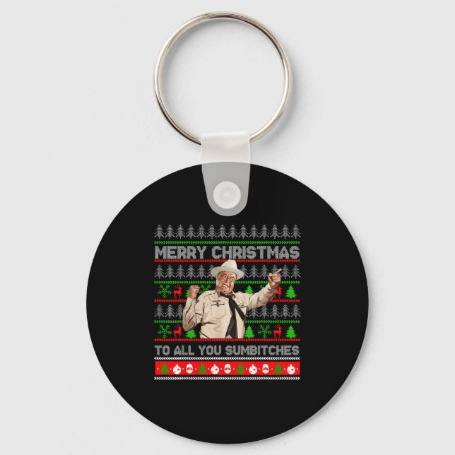 Merry Christmas To All You Sumes Ugly Sweater Retr Keychain (Front)