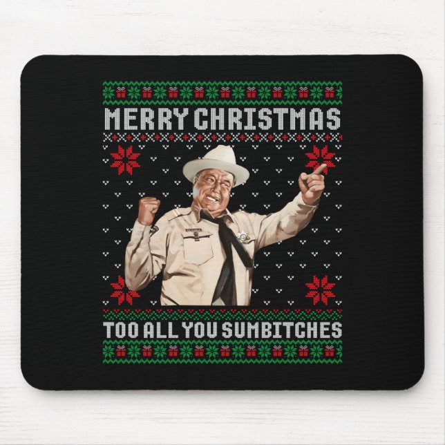 Merry Christmas To All You Sumes Ugly Sweater Vint Mouse Pad (Front)