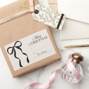 Merry Christmas To And From Customizable Name Bow Rectangular Sticker