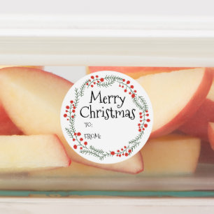 Merry Christmas to from rustic wreath frame cute Labels