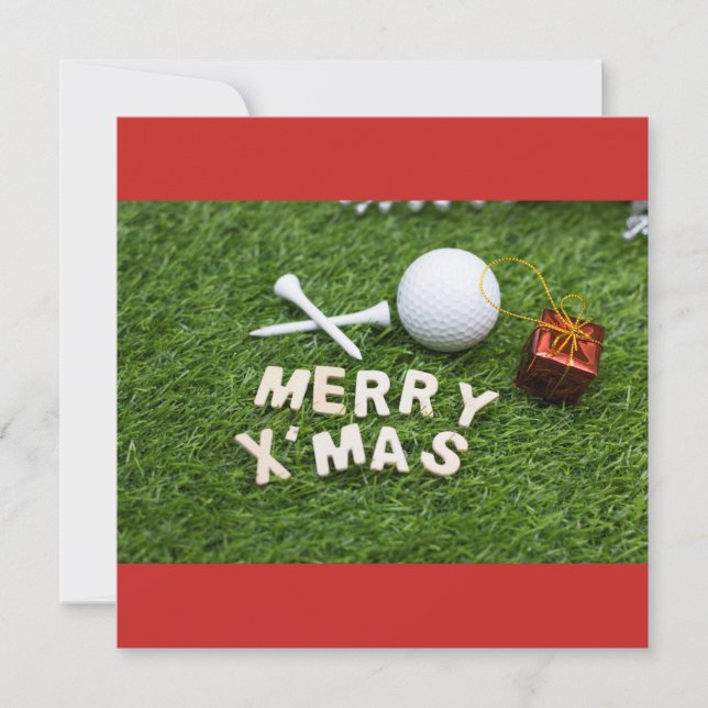 Merry Christmas to golfer with golf ball and gift (Front)