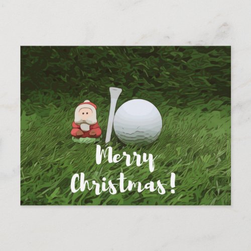 Merry Christmas to golfer with golf ball and Santa Postcard