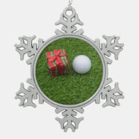 Merry Christmas to golfer with golf ball home deco Snowflake Pewter Christmas Ornament