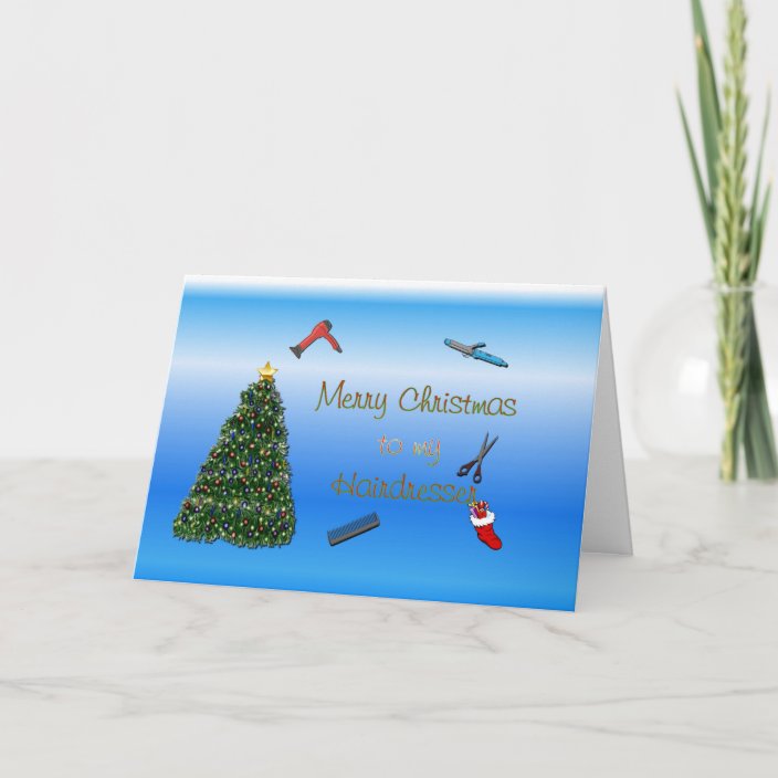 Merry Christmas To Hairdresser Hairstylist Holiday Card Zazzle Com
