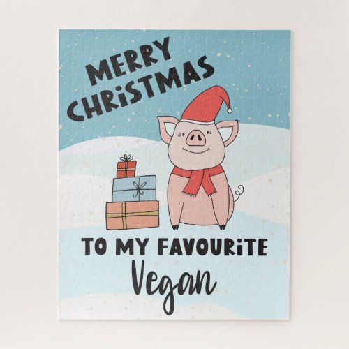 Merry Christmas to my favorite vegan cute piglet Jigsaw Puzzle