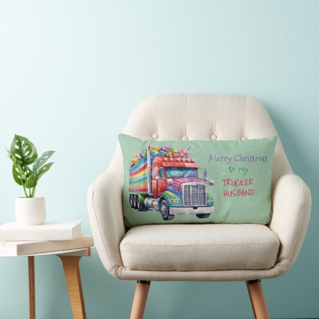 Merry Christmas to my GAY TRUCKER HUSBAND Lumbar Pillow (Chair)