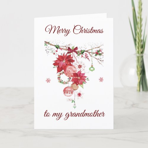MERRY CHRISTMAS TO MY GRANDMOTHER HOLIDAY CARD