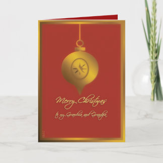 merry christmas to my grandparents red gold holiday card