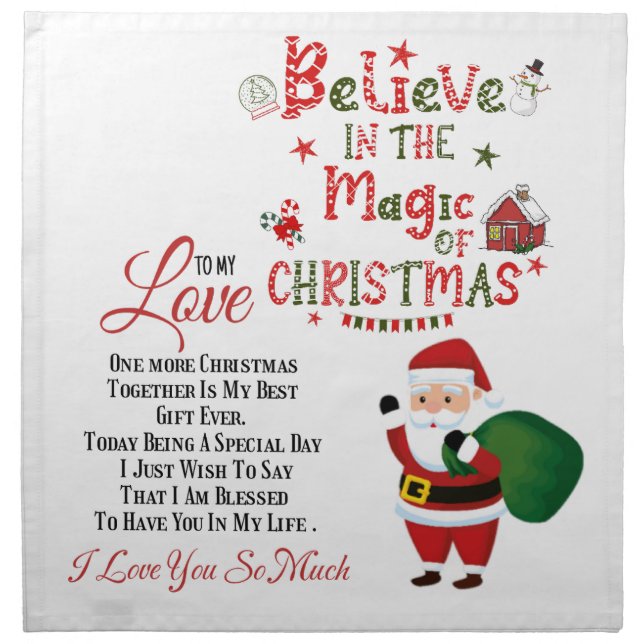 Merry Christmas to my Love  Cloth Napkin (Front)