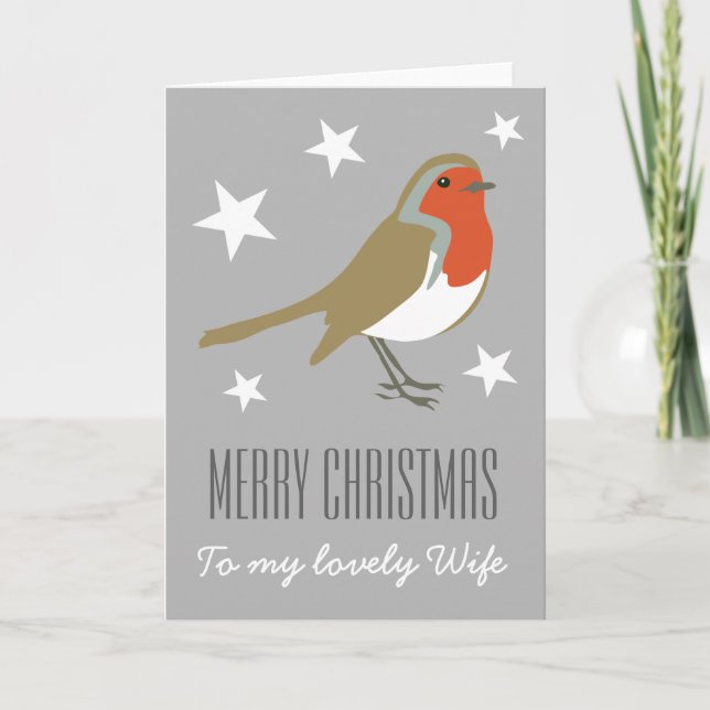 Merry Christmas to My Lovely Wife Red Robin  Card (Front)