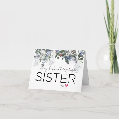 Merry Christmas to My Sister Cute Sibling Xmas Car Card