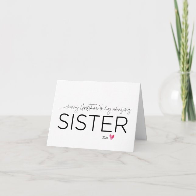 Merry Christmas to My Sister Cute Sibling Xmas Car Card (Front)