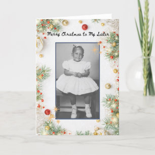 Merry Christmas to My Sister Vintage Photo Card