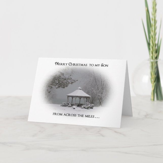 Merry Christmas to my Son-across the miles. Holiday Card (Front)