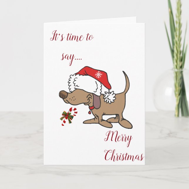 MERRY CHRISTMAS to MY  ****TEACHER**** (SANTA DOG) Holiday Card (Front)