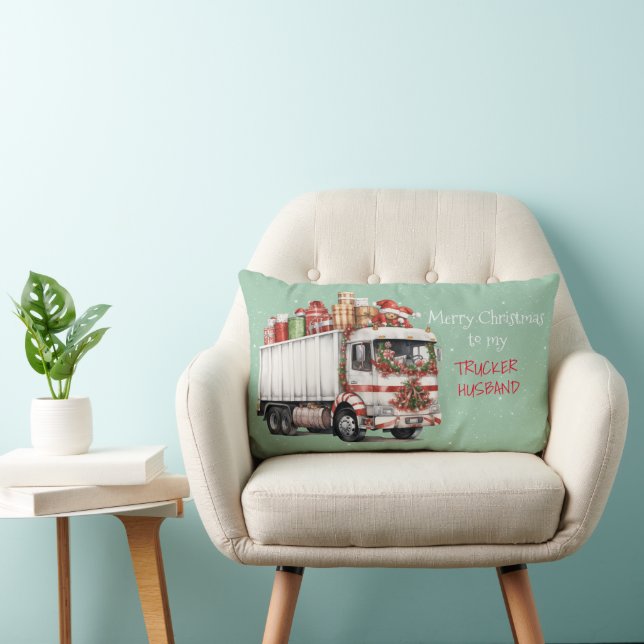 Merry Christmas to my TRUCKER HUSBAND Lumbar Pillow (Chair)