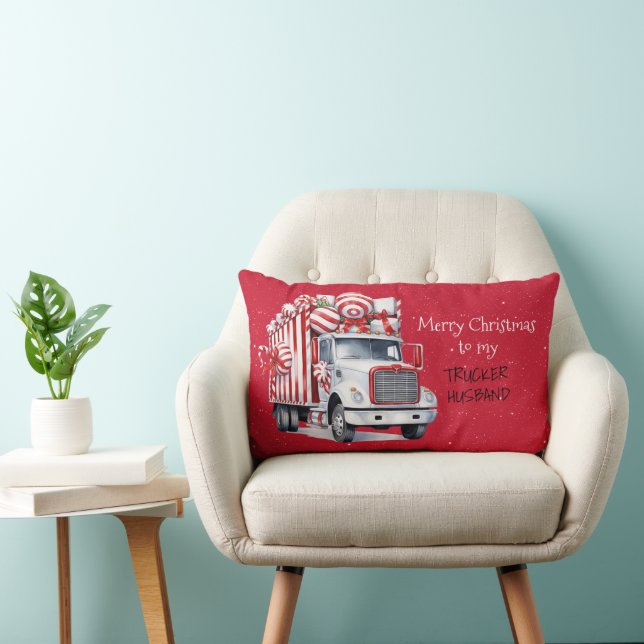 Merry Christmas to my TRUCKER HUSBAND Lumbar Pillow (Chair)