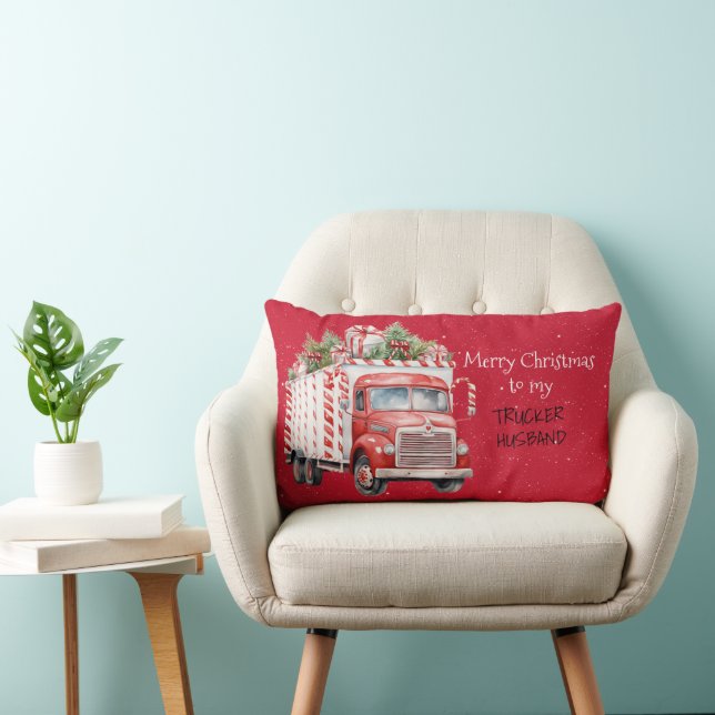 Merry Christmas to my TRUCKER HUSBAND Lumbar Pillow (Chair)