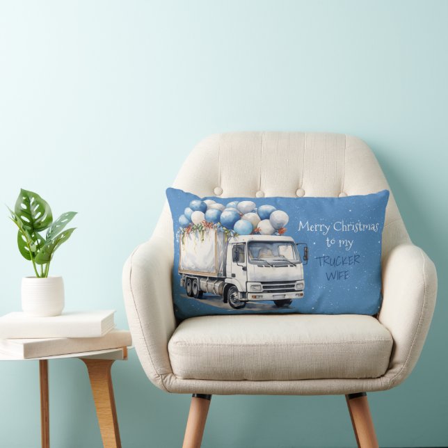 Merry Christmas to my TRUCKER WIFE Lumbar Pillow (Chair)