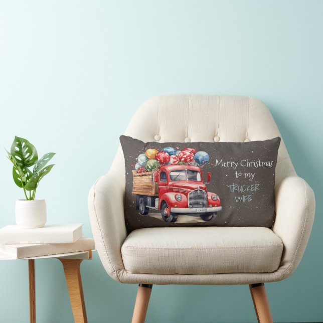 Merry Christmas to my TRUCKER WIFE Lumbar Pillow (Chair)