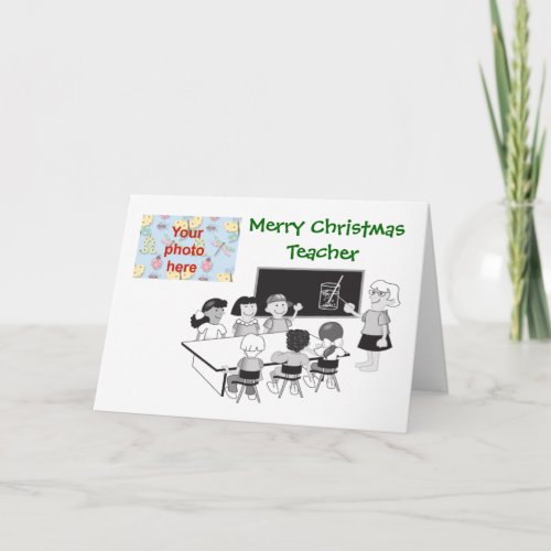 Merry Christmas to teacher school add photo Holiday Card