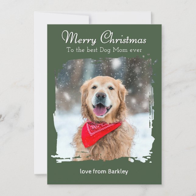 Merry Christmas to the Best Dog Mom Custom Photo Holiday Card (Front)