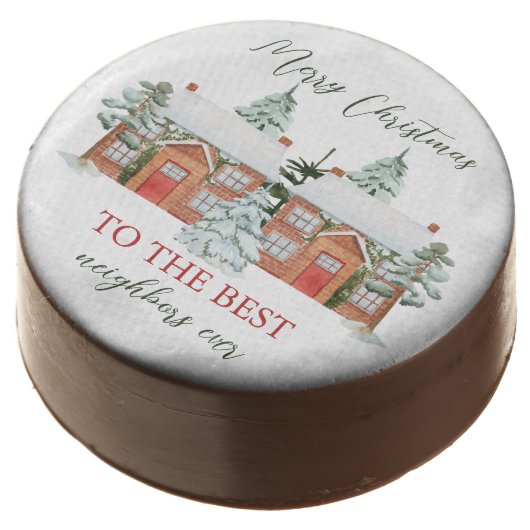 Merry Christmas to the Best Neighbors Ever Chocolate Covered Oreo (Angled)