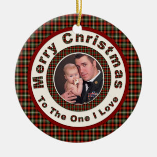 Merry Christmas to the One I Love Custom Photo Ceramic Ornament