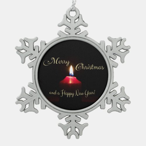 Merry Christmas to you and your family Snowflake Pewter Christmas Ornament