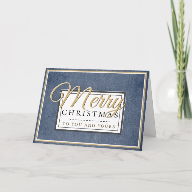 Merry Christmas To You and Yours Blue Sparkle Holiday Card (Front)