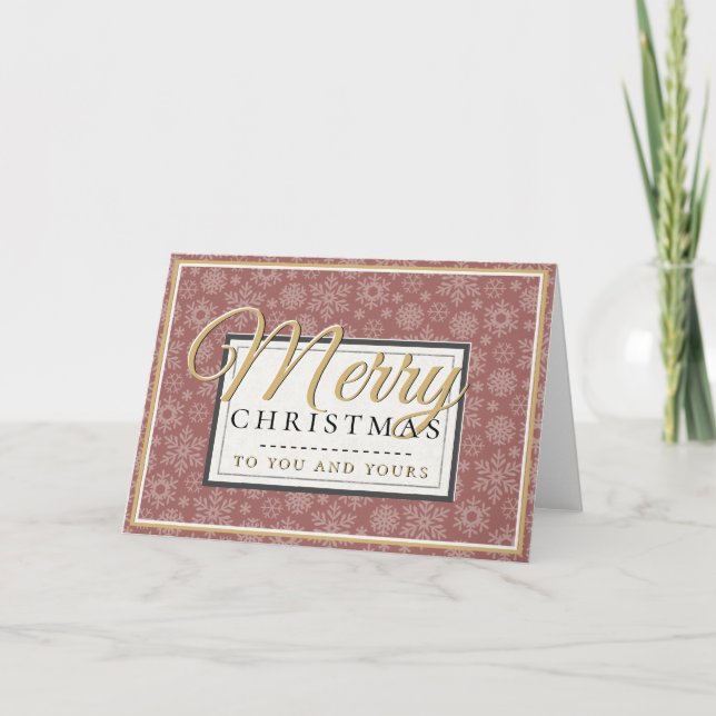 Merry Christmas To You and Yours Red Snowflake  Holiday Card (Front)