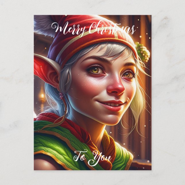 Merry Christmas To You | Cute Elf Postcard (Front)