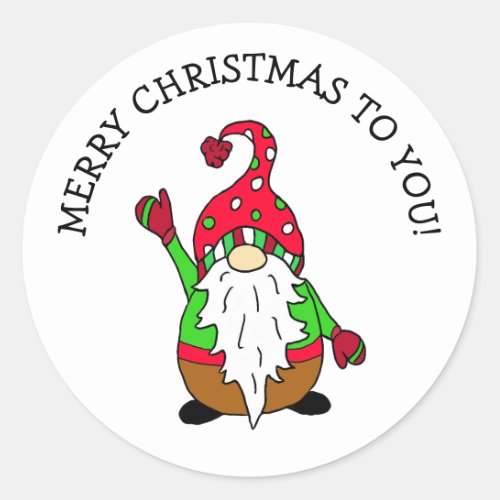 Merry Christmas To You Cute Gnome Christmas Classic Round Sticker