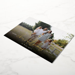 Merry Christmas To You Modern Photo Foil Holiday Card