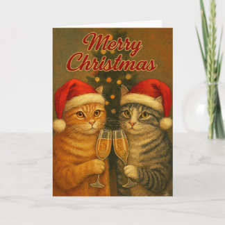 Merry Christmas – Toasting Cats Under the Tree   Card