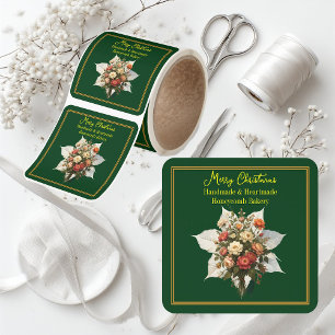 Merry Christmas Topography Small Biz White Bouquet Square Sticker
