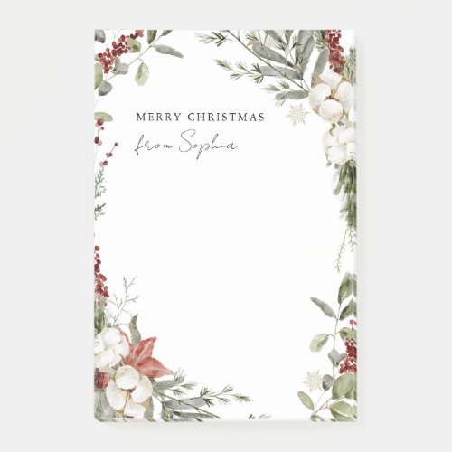 Merry Christmas  Traditional Holiday Florals Post_it Notes