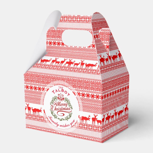 MERRY CHRISTMAS Traditional Name Favor Box Gable (Front Side)
