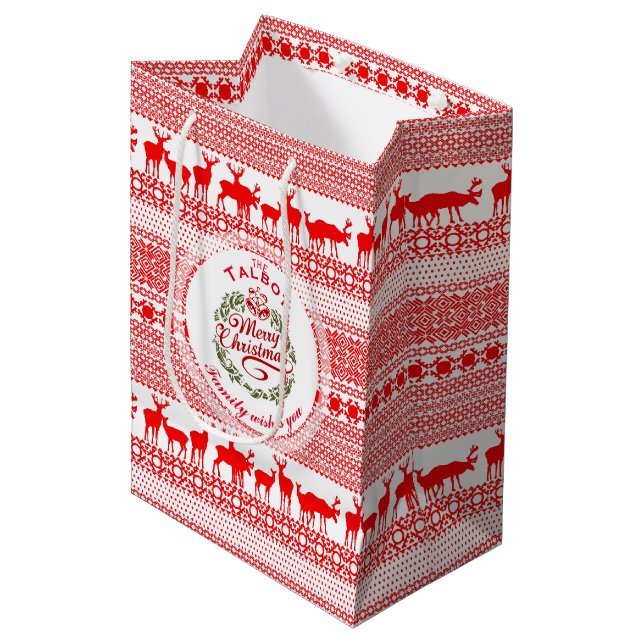 MERRY CHRISTMAS Traditional personalized Gift bag (Front Angled)
