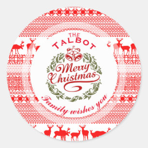 MERRY CHRISTMAS Traditional personalized Round S Classic Round Sticker